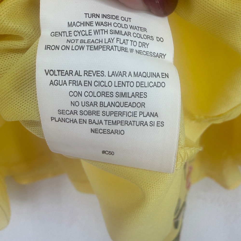 Figueroa & Flower Embroidered Blouse Womens PL Yellow Floral Pintuck Peasant Top - Picture 7 of 8